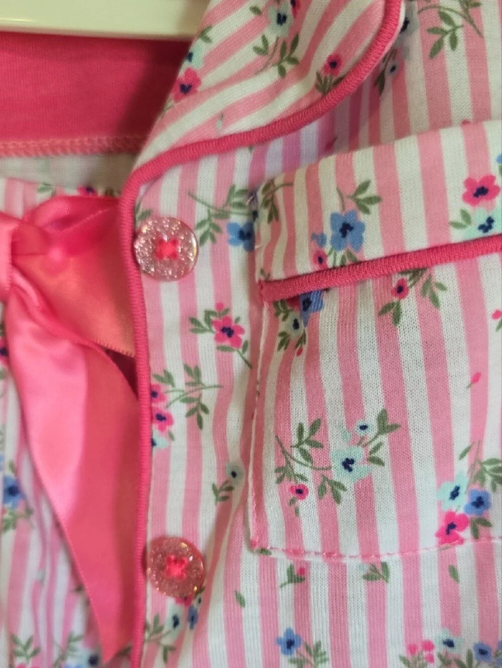 Sleep On It NWT Pink Floral Stripe Kids Pajama Set